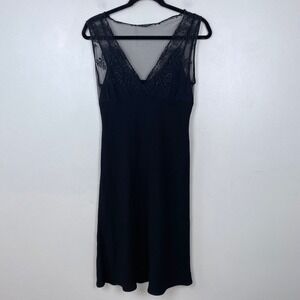 Y2K‎ Black Lace Babydoll Midi Dress Sleeveless Empire Waist Whimsygoth Romantic